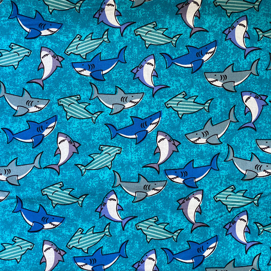 Blue Sharks | 100% Cotton Fabric