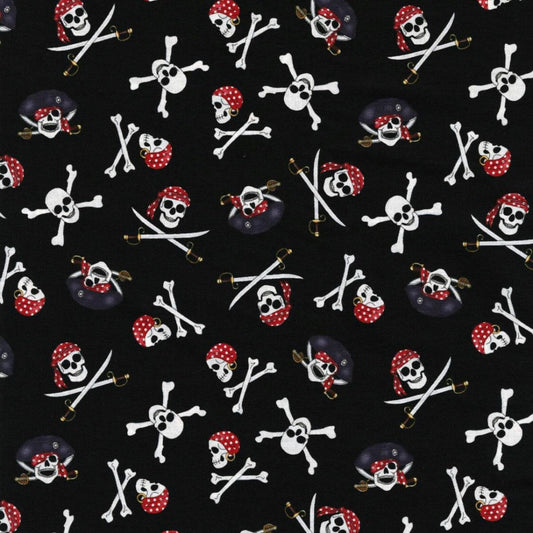 Black Pirates and Skulls | 100% Cotton Fabric