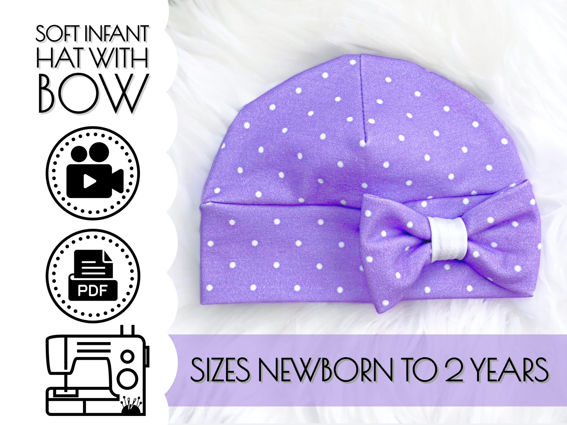 how to sew a newborn baby infant hat with a bow, hospital hat, boy or girl, easy knit sewing patterns for baby, serger sewing, aloha sewing company tutorials