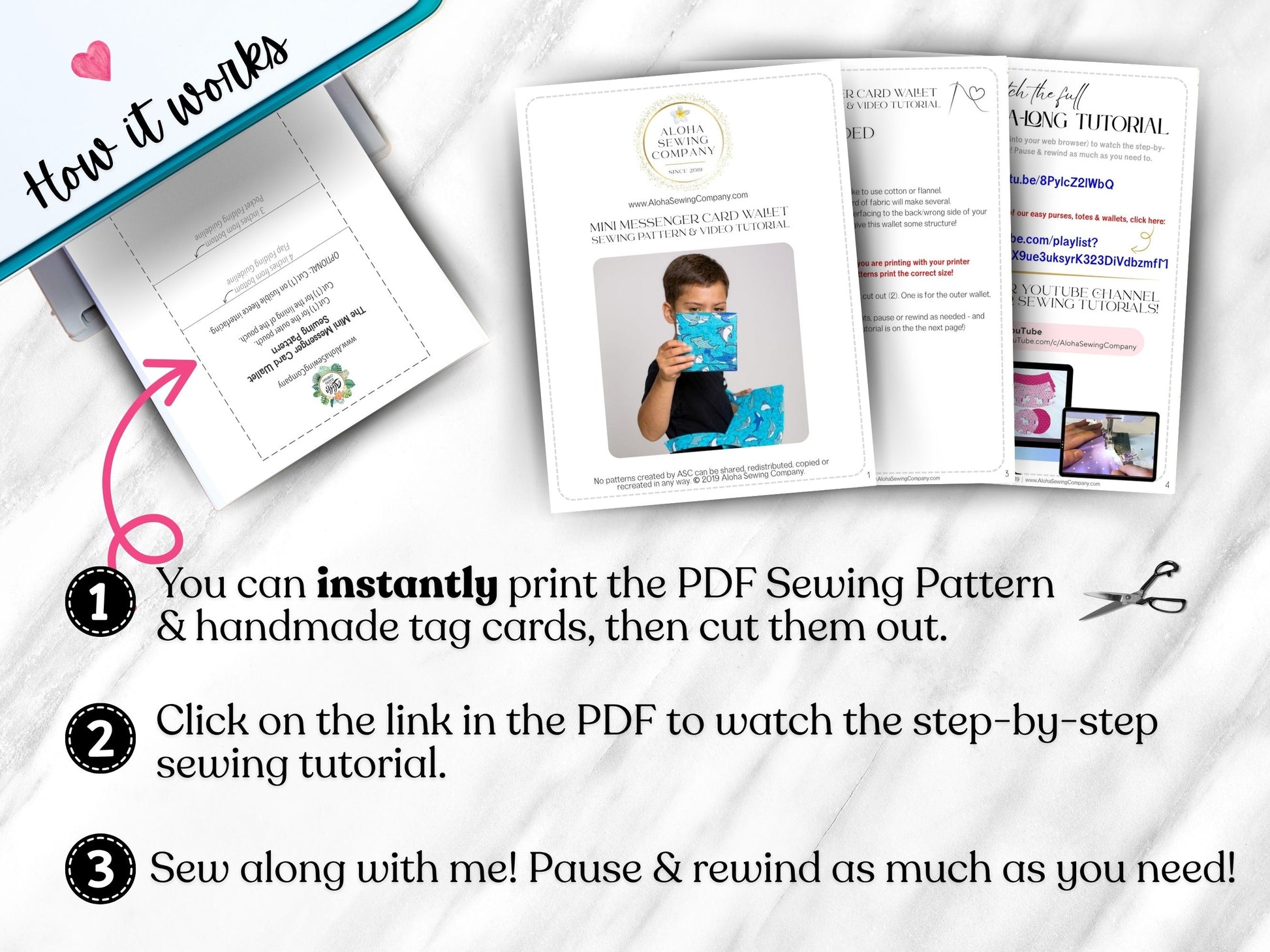 FREE Wallet Sewing Pattern, Fabric wallet sewing pattern for boys and girls, how to sew a wallet, how to sew a wallet for credit cards and drivers license, easy beginners sewing project, gifts to sew for kids and teens, fast and easy sewing projects for beginners, DIY Wallet, cutting and stitching, aloha sewing company