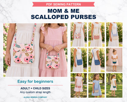 Mom & Me Scalloped Purse PDFSewing Pattern | Toddler/Child & Adult Sizes