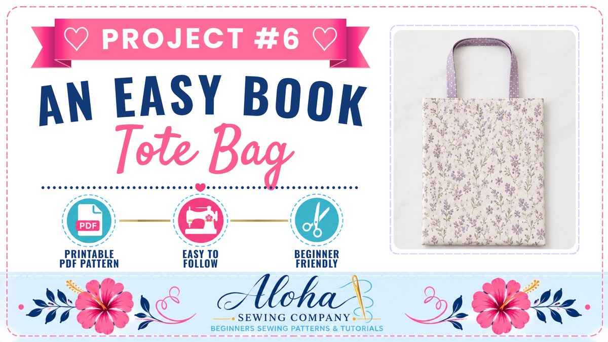 Easy Book Tote Bag PDF Sewing Pattern | Beginner Friendly PDF Sewing Pattern
