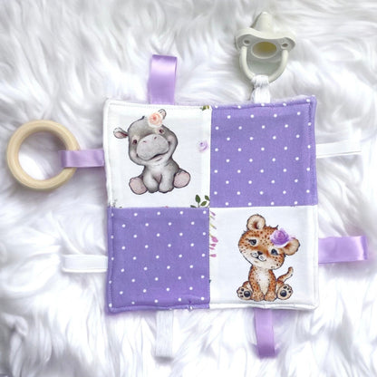Baby Taggy Teether Lovey Blanket PDF Sewing Pattern and Tutorial Video, Pacifier Holder, Fabric Baby Toy, Fabric Teether, how to sew a diy