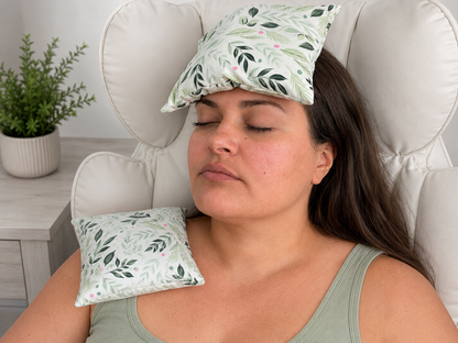 Handmade reusable microwave heating pads and hot and cold comfort packs made with the printable PDF sewing pattern.