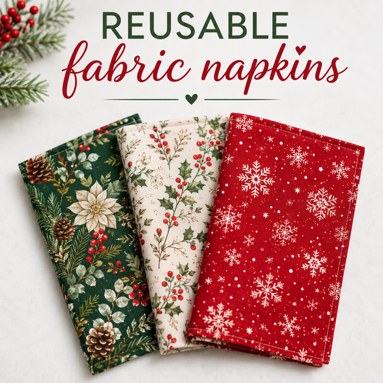 EASY Eco Friendly Reusable Fabric Napkins | PDF Sewing Pattern