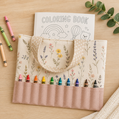 Beginners Crayon and Coloring Book Tote Bag | PDF Sewing Pattern