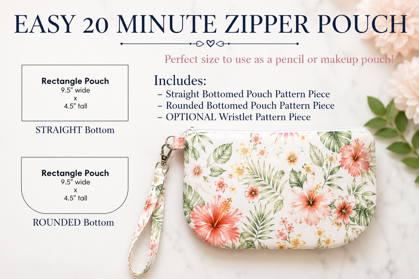 Beginners Zipper Clutch Pouch | PDF Sewing Pattern