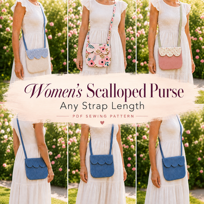 Beginners Women’s Scalloped Purse | PDF Sewing Tutorial (any size strap!)