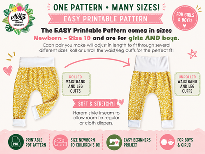 Lounge Joggers Sweatpants (Sizes 4Y - 10Y) | PDF Sewing Pattern