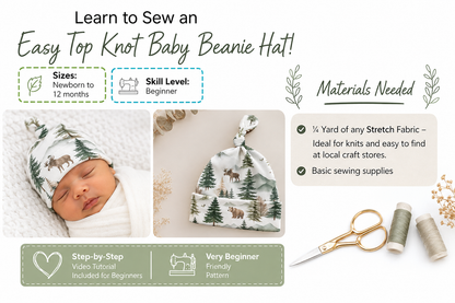 EASY Knotted Baby Knit Beanie Hat | PDF Sewing Pattern