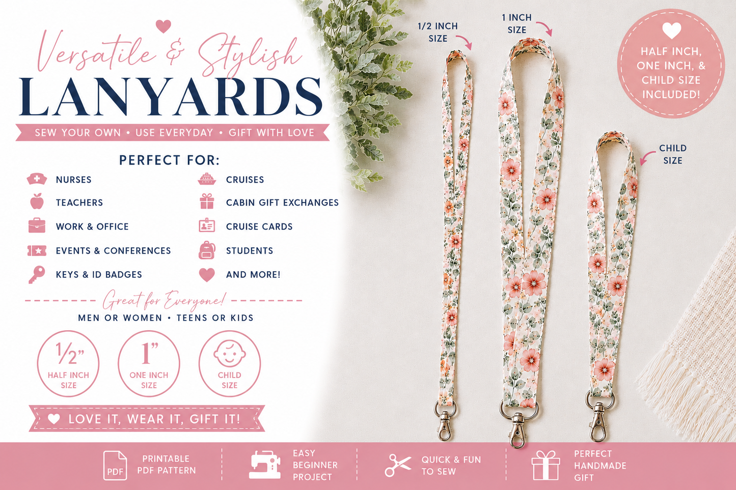 Fabric Lanyard for Adults & Children | PDF Sewing Pattern