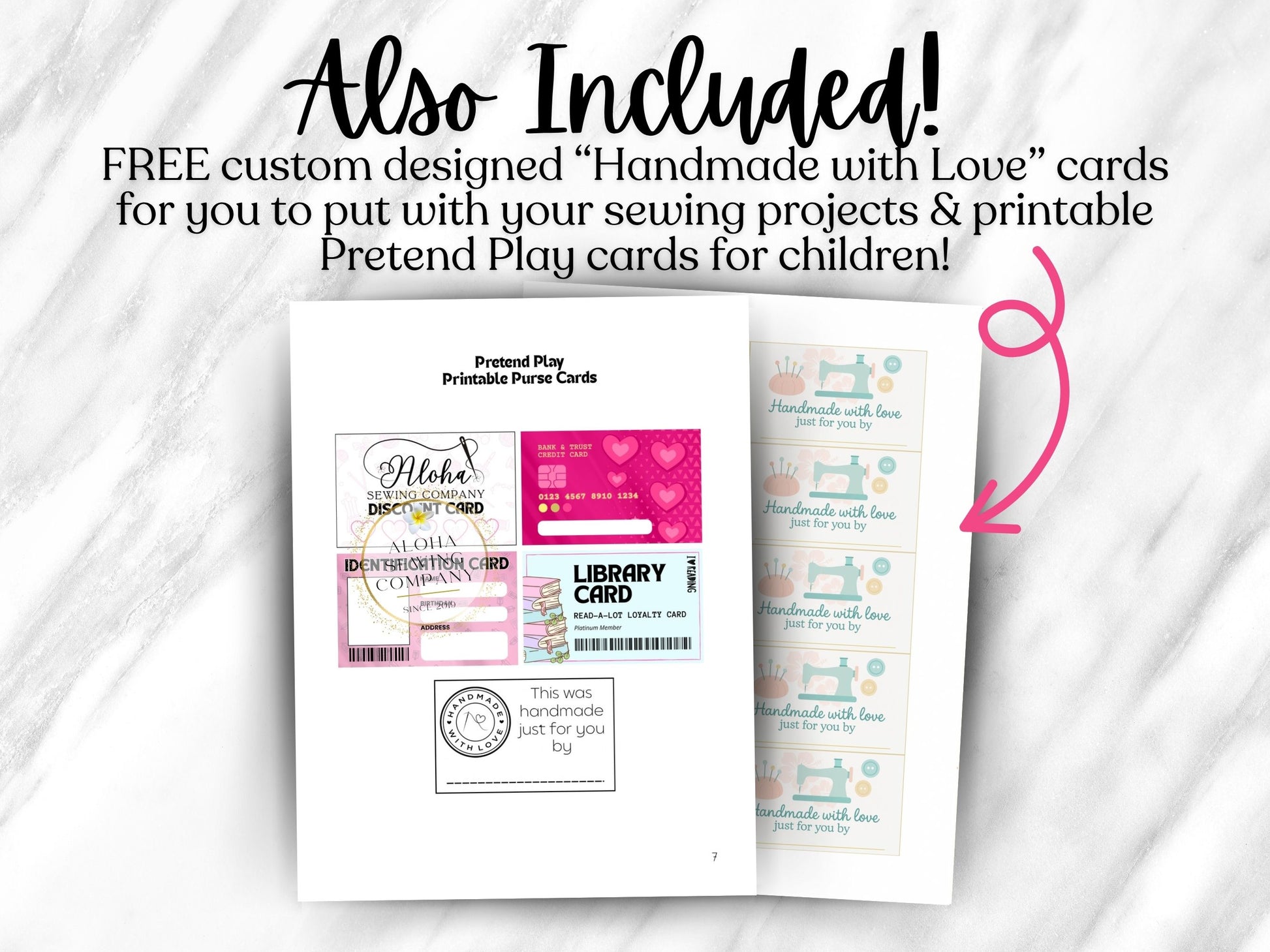 Free printable handmade with love card wallet sewing pattern with easy video tutorial for beginners – perfect for kids or women, made using scrap fabric. Aloha sewing company