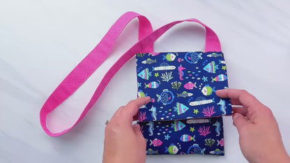 Sewing Tutorial Video on how to sew and make a messenger bag purse for cell phones for boys and girls