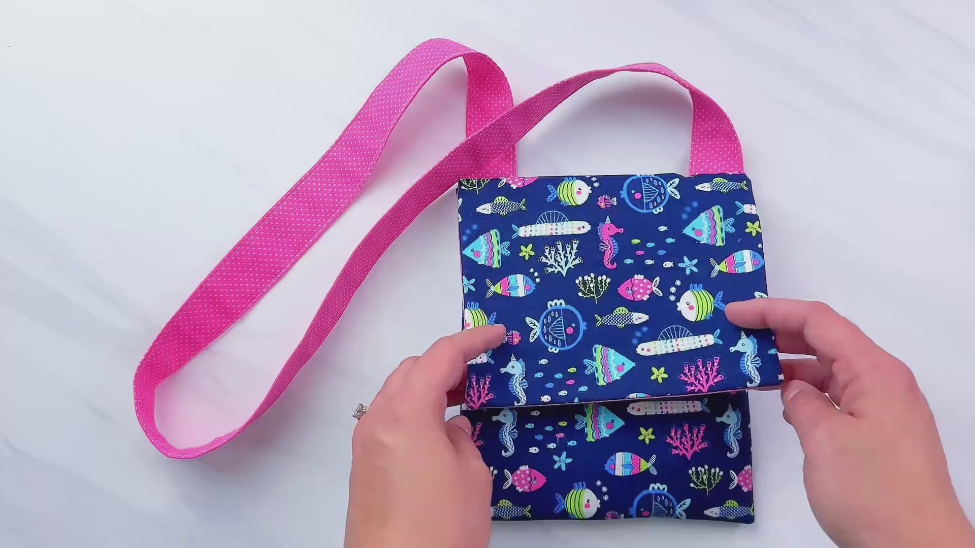 Sewing Tutorial Video on how to sew and make a messenger bag purse for cell phones for boys and girls