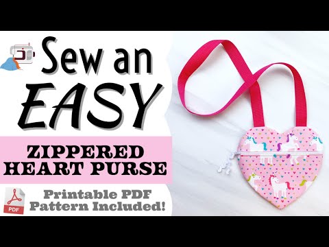 How to sew an easy beginners heart shaped purse or zipper pouch for toddlers girls Valentine’s Day sewing projects by aloha sewing company Video