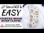 how to sew an easy diy baby burp cloth, curved moon burp cloth sewing patterns, aloha sewing company tutorial video
