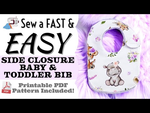 side closing baby and toddler bib PDF sewing pattern by aloha sewing company, diy baby shower gift to make for boys or girls, neutral sewing patterns for infants, newborns tutorial video