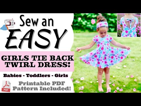 baby and girls tie back twirl dress sewing pattern for beginners with a diy video tutorial sew along an open back that ties. Sew with a regular sewing machine or a serger! aloha sewing company