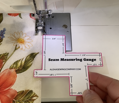 Printable sewing seam guide showing how to measure accurate seam allowances. Instant PDF download for beginner and experienced sewists.