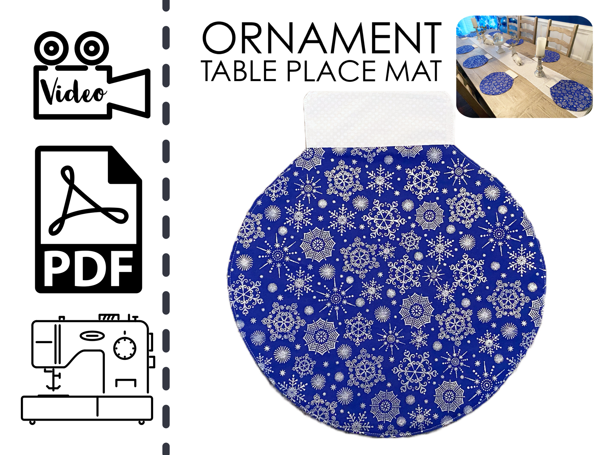 ornament place mat christmas dinner table decor sewing pattern