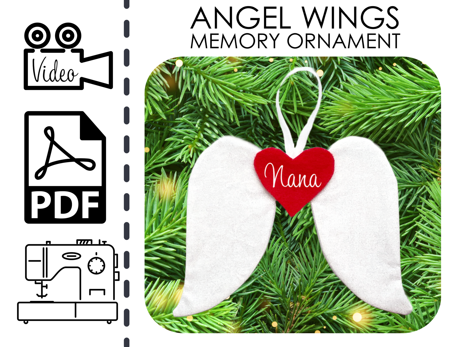 memory angel wings christmas tree ornament sewing pattern