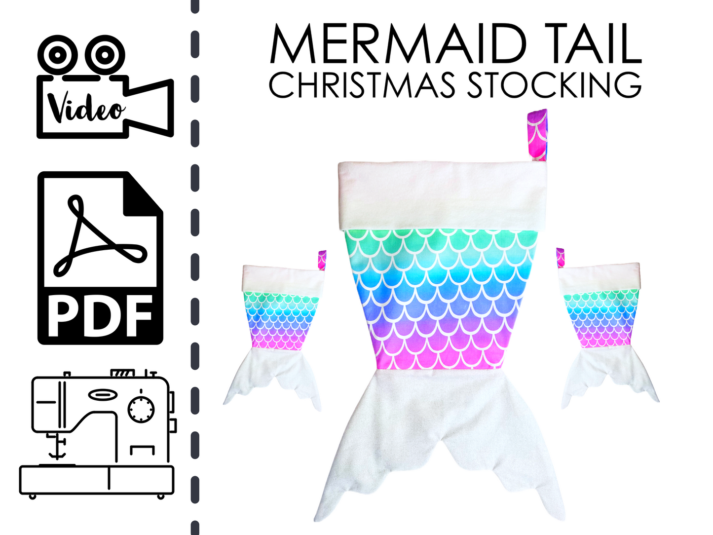 mermaid tail christmas stocking sewing pattern