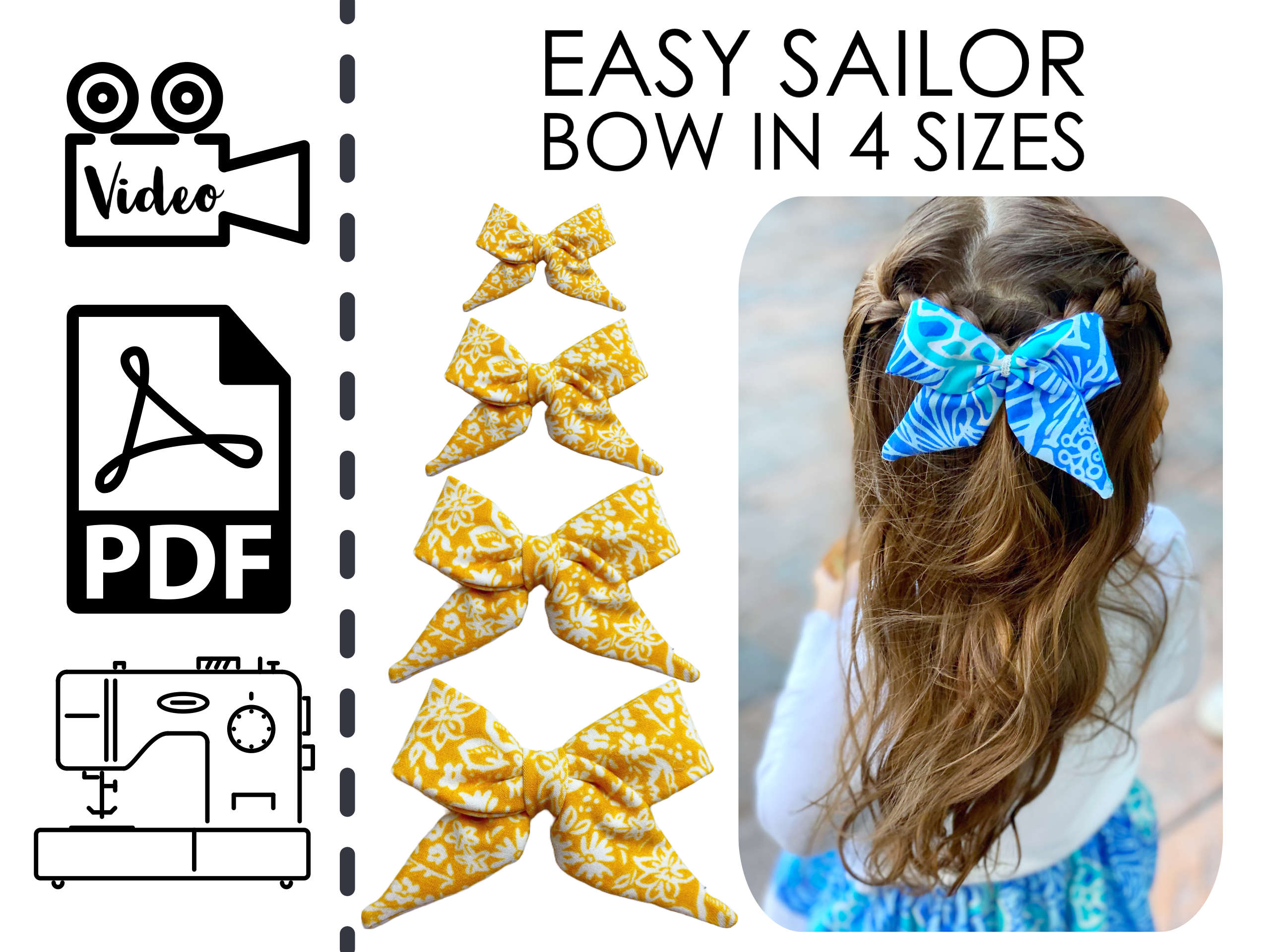 EASY Beginners SAILOR HAIR BOW In 4 Sizes PDF Sewing Patterns   9093A893 9729 4657 B0B3 C6316A56BA83 