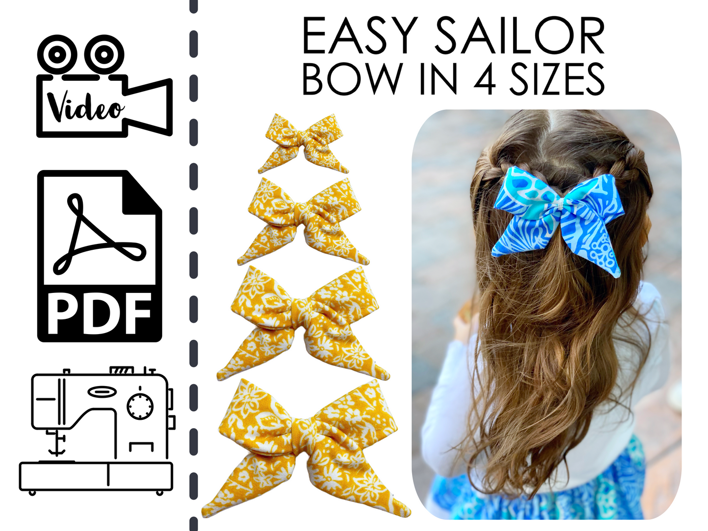 fabric sailor hair bow sewing pattern