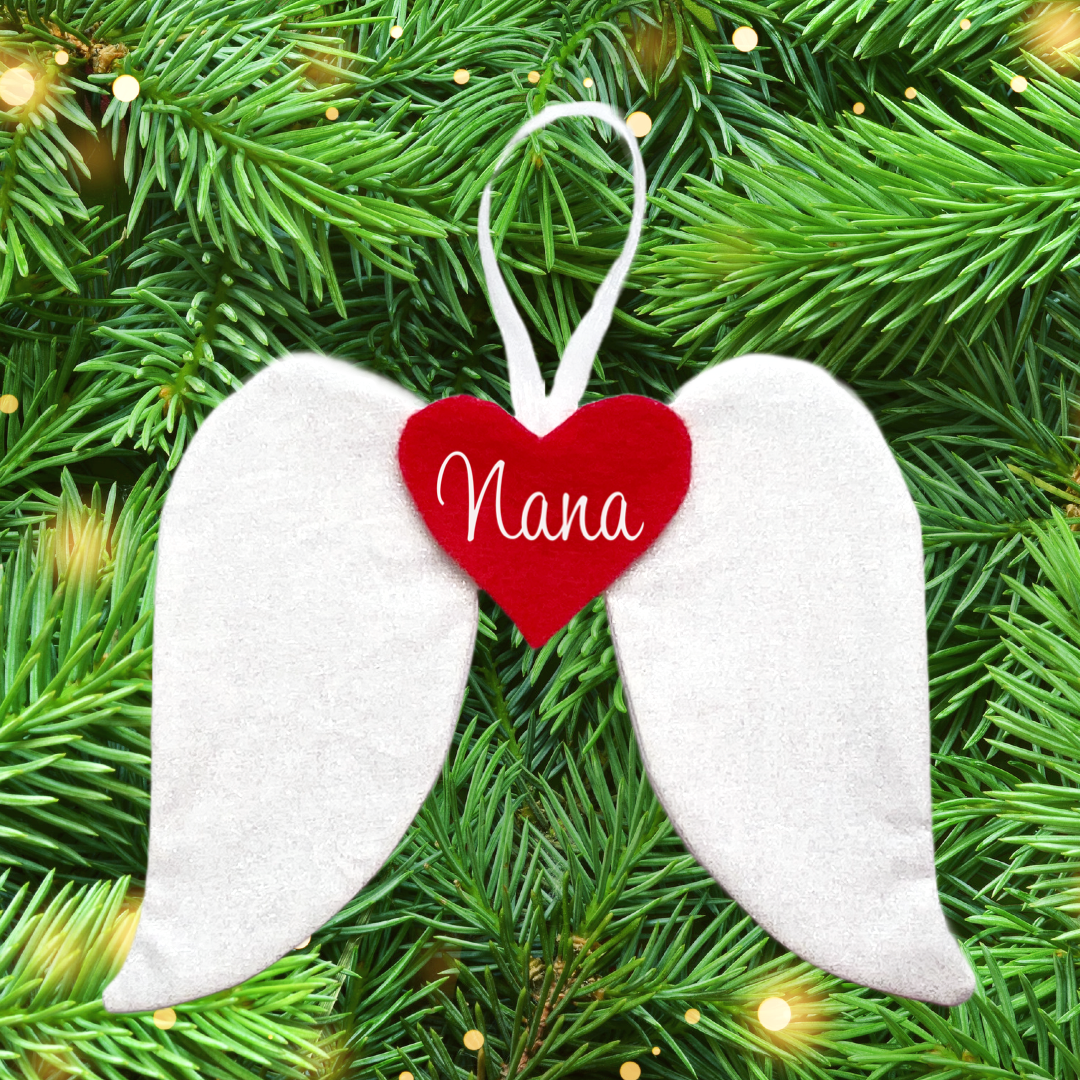 personalized angel wings christmas tree ornament sewing pattern