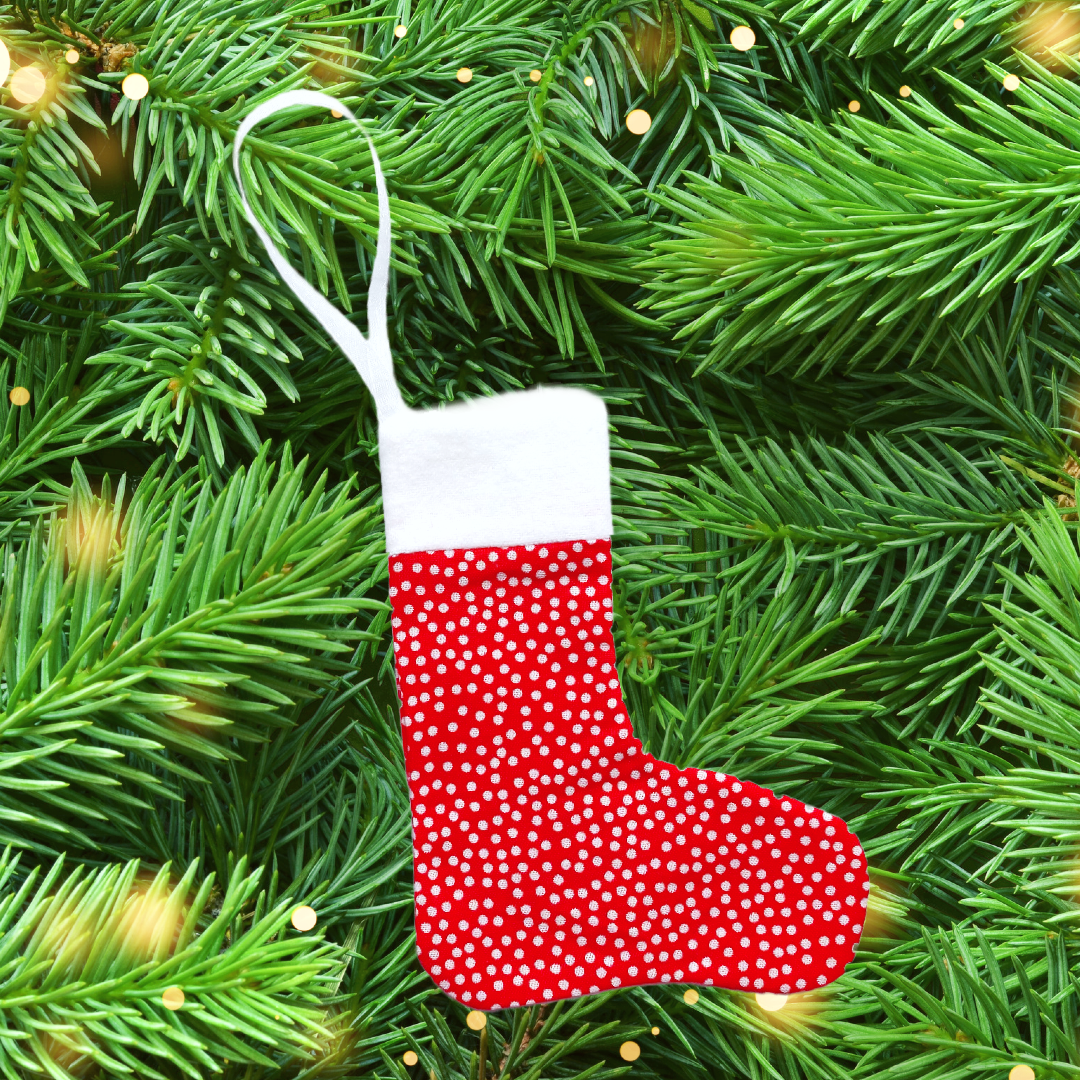 mini christmas stocking tree ornament sewing pattern