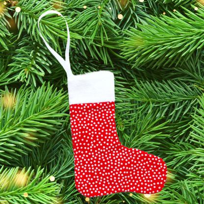 mini christmas stocking tree ornament sewing pattern