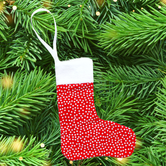 mini christmas stocking tree ornament sewing pattern