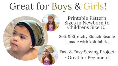 kids beanie hat sewing pattern