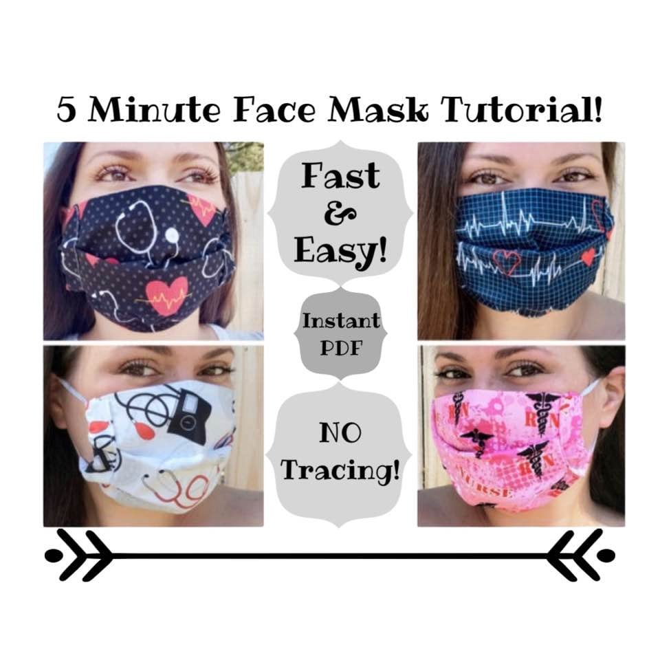EASY Fabric Face Mask in 5 Sizes - Toddler, Children, Teen, Adult, Adult XXL