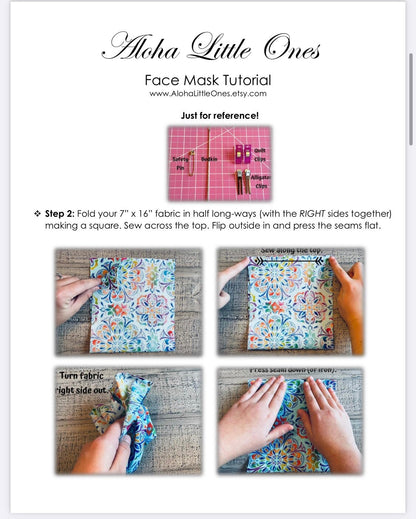 EASY Fabric Face Mask in 5 Sizes - Toddler, Children, Teen, Adult, Adult XXL