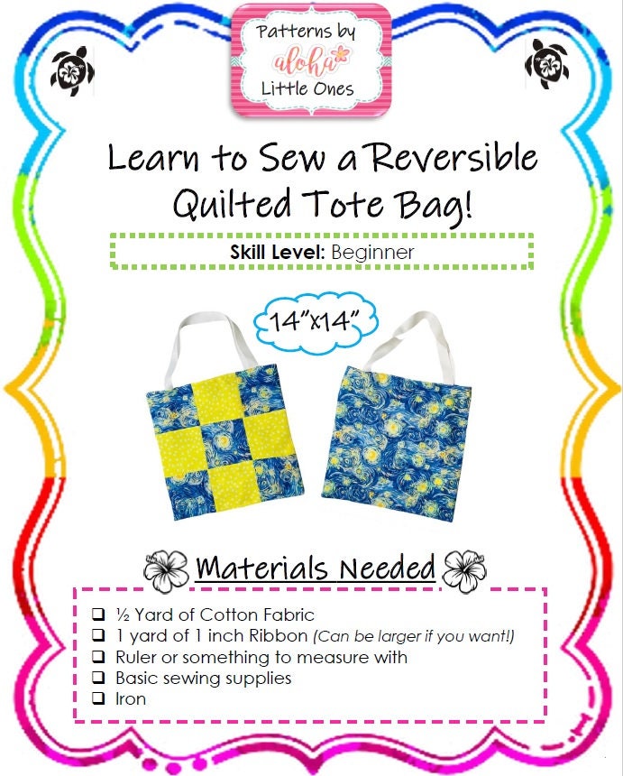EASY Beginners Reversible Quilted Tote Bag