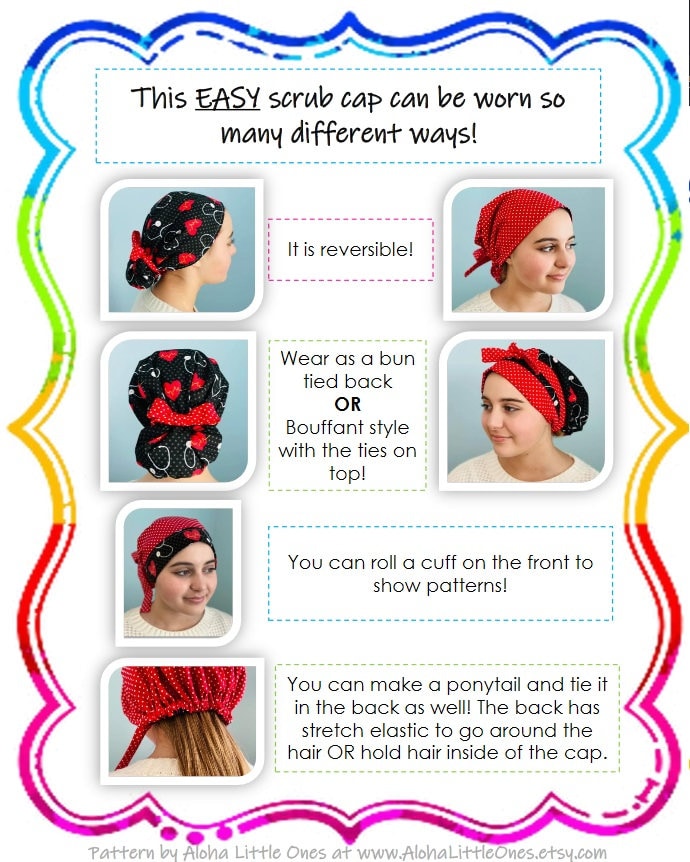 Scrub Cap for Long Hair Sewing Pattern