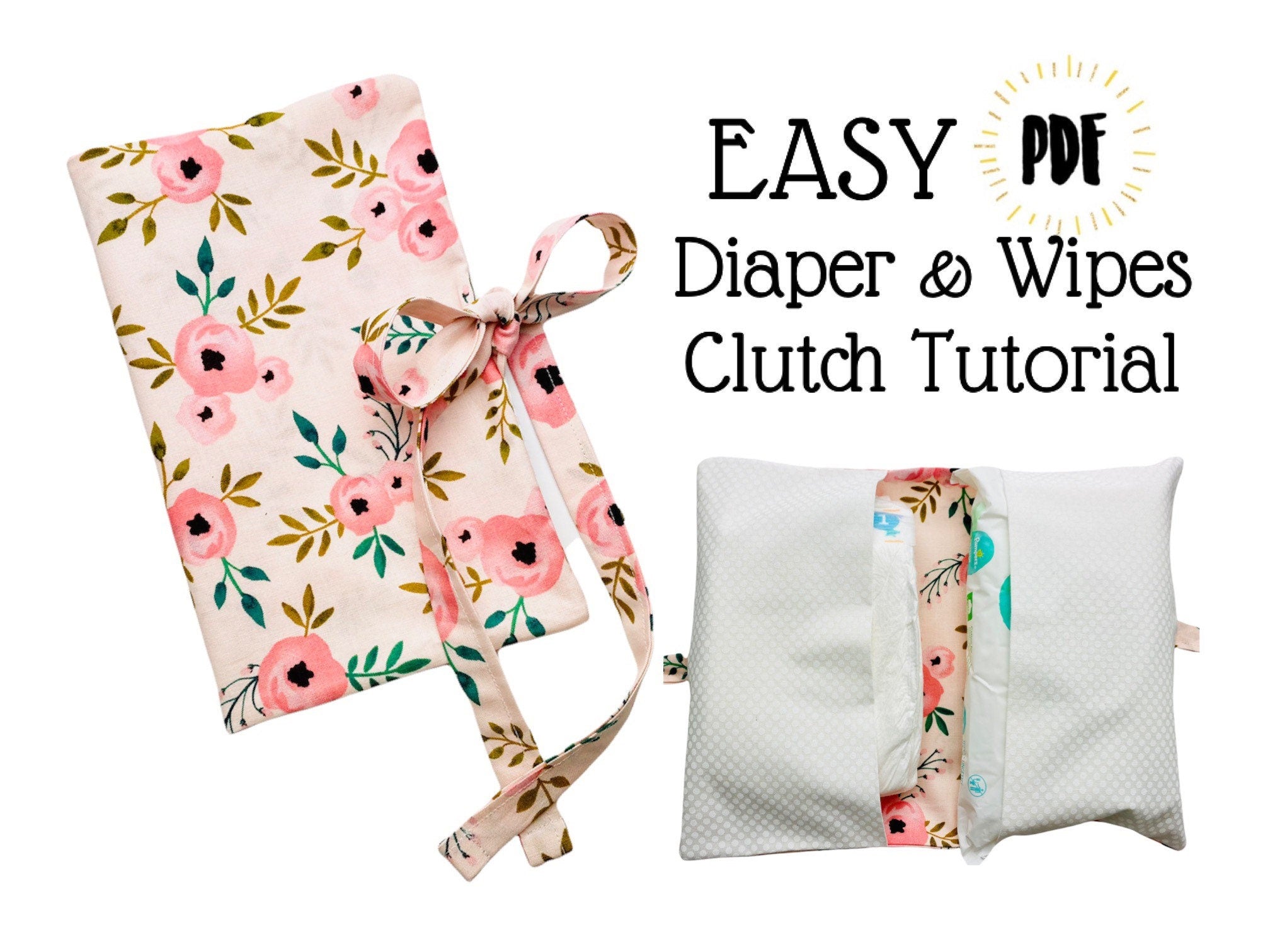 🌸 EASY 🌸 Beginners Baby DIAPER WIPES CLUTCH BAG PDF Sewing Pattern ...
