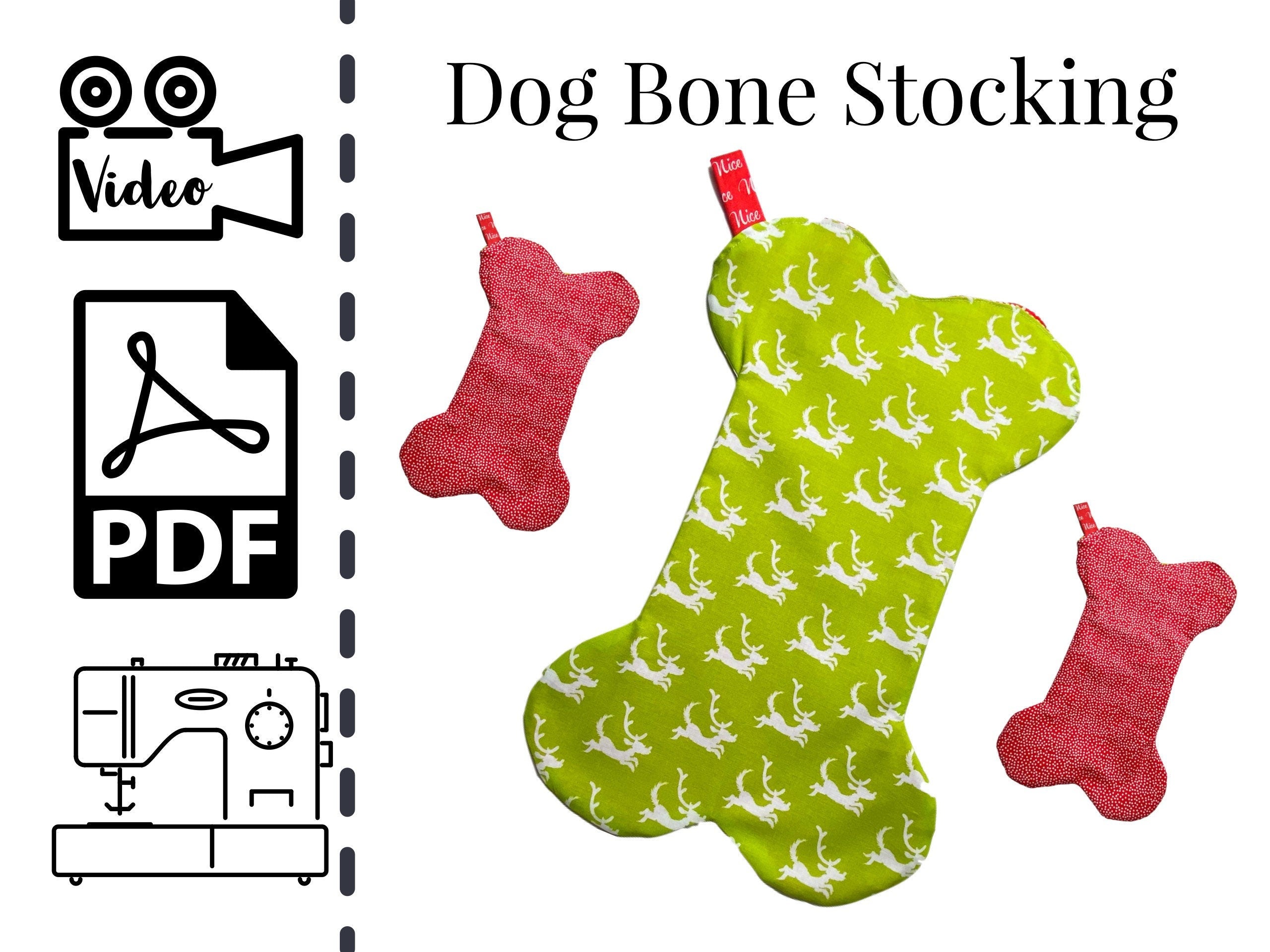 How to Sew an EASY Dog Bone Puppy CHRISTMAS STOCKING Sewing Pattern ...
