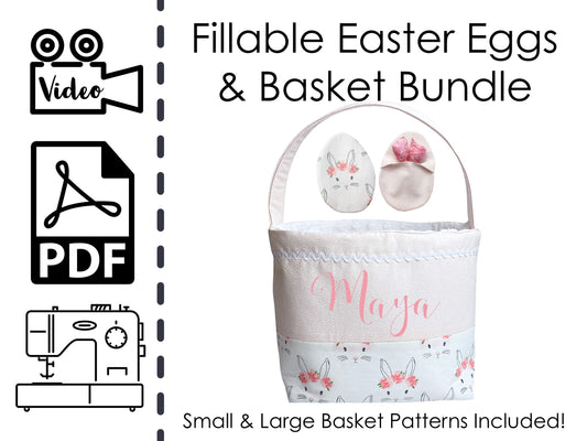 Easter Basket and Fillable Fabric Easter Eggs BUNDLE