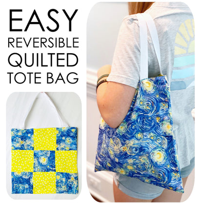 EASY Beginners Reversible Quilted Tote Bag