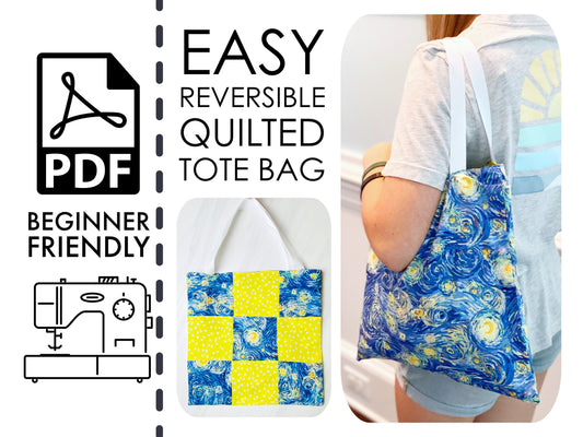 EASY Beginners Reversible Quilted Tote Bag