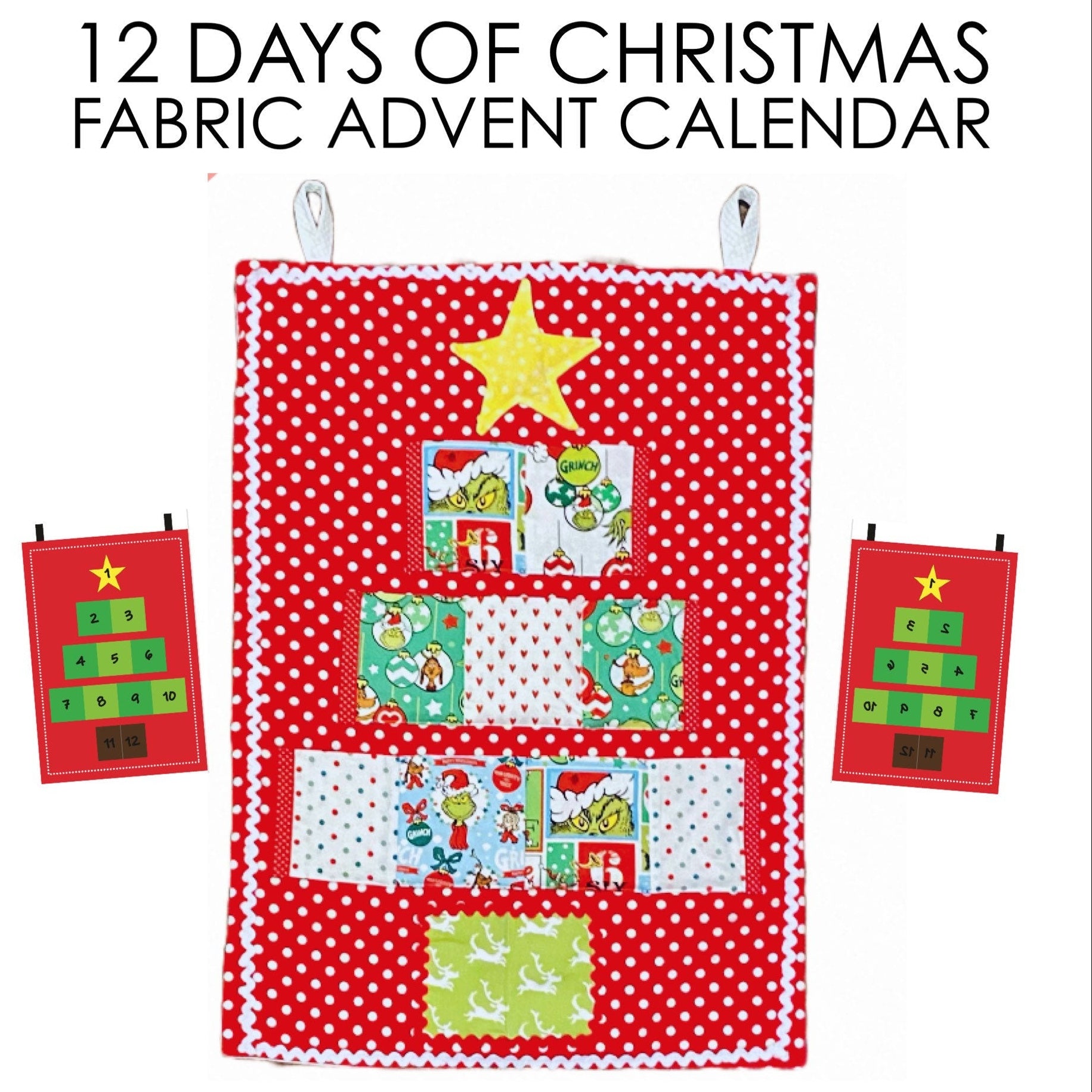 🎄 12 Days of Christmas Hanging Fabric ADVENT Calendar SEWING PATTERN