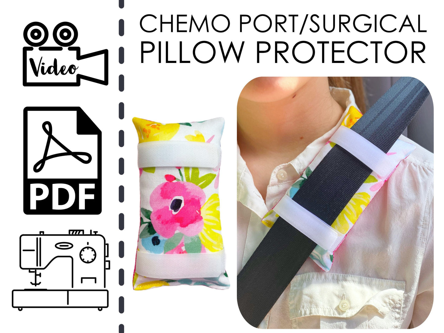 Chemo Port or Surgery Seat Belt Pillow Cushion