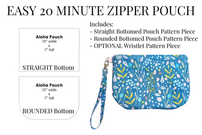 Aloha Zippered Clutch Wristlet Pouch | PDF Sewing Pattern